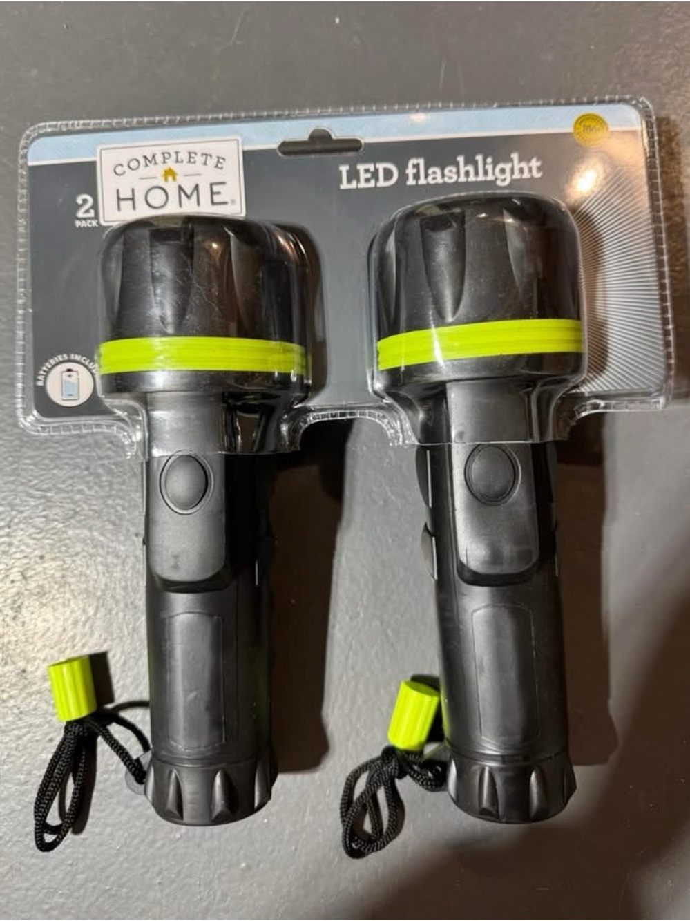 Black LED Flashlight Duo with Neon Yellow Accent